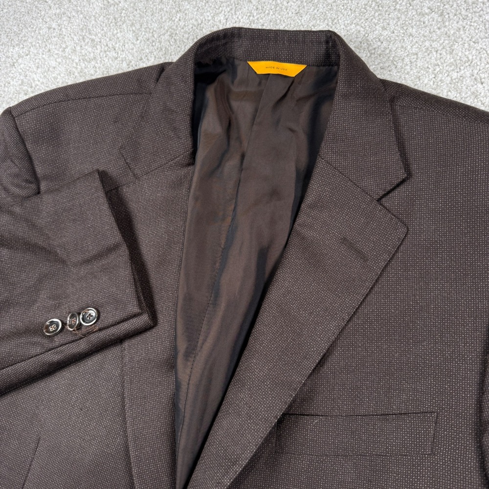 Hickey Freeman Blazer Men 44 Reg Brown Wool Silk Traveller Micronsphere EB004